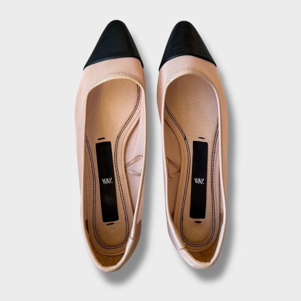 ZARA Capped Toe Mesh Ballet Flats - Picture 2 of 10